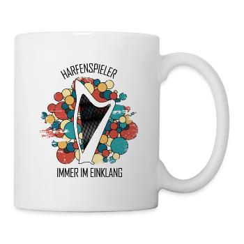 Harfe Geschenk Musikinstrument Musiker Zupfen - Tasse - Weiß - Rechts