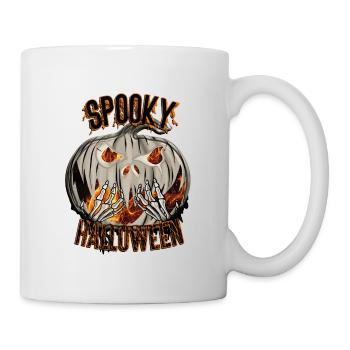 Spooky Halloween Citrouille effrayante avec toile d’araignée - Mug blanc - blanc - Droite