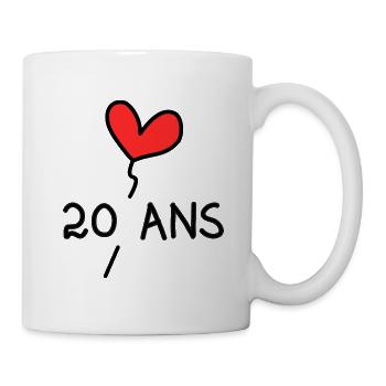 20. 20 ANS. 20e ANNIVERSAIRE. ANNIVERSAIRE 20 ANS. - Mug blanc - blanc - Droite