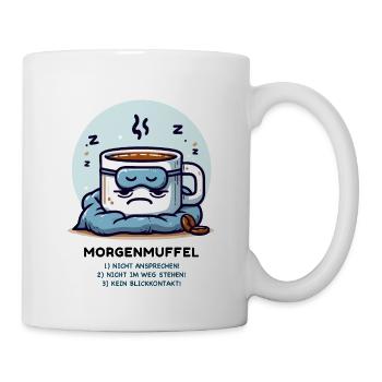 Morgenmuffel Kaffee Tasse Müde Langschläfer Pyjama - Tasse - Weiß - Rechts