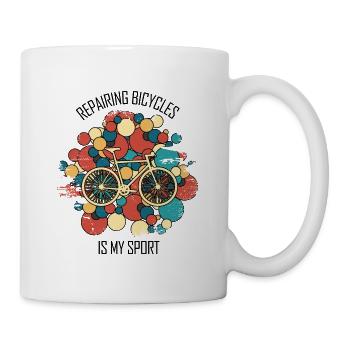 Fahrradwerkstatt Fahrradmonteurin Fahrrad - Tasse - Weiß - Rechts