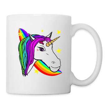 Einhorn und Regenbogen - Tasse - Weiß - Rechts