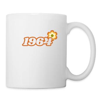 1964 Born with Retro Hippie Flower - Mug - white - Right
