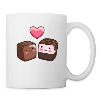 Schokolade Paar Liebe Herz Valentinstag - Tasse - Weiß - Rechts
