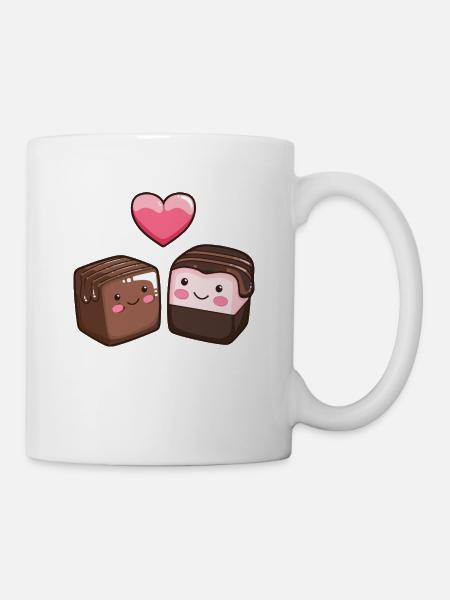 Schokolade Paar Liebe Herz Valentinstag - Tasse - Weiß