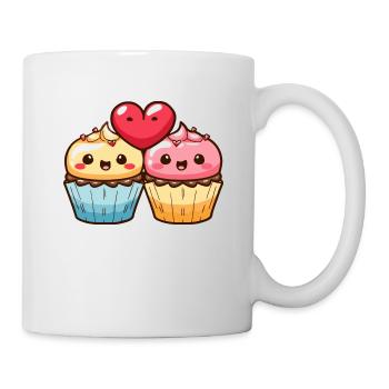 Muffin Paar Liebe Herz Valentinstag - Tasse - Weiß - Rechts