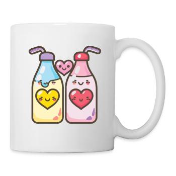 Milch Paar Liebe Herz Lustig - Tasse - Weiß - Rechts