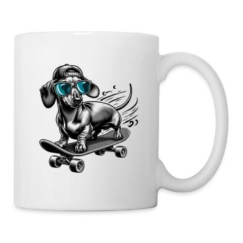 Dackel Jagdhund als Skater der Hund für Hunde - Tasse - Weiß - Rechts