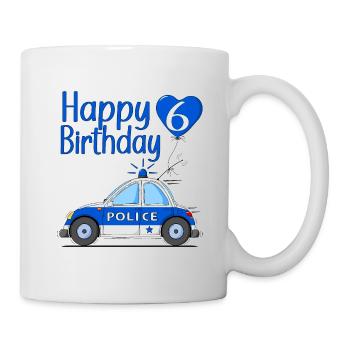 Happy Birthday 6 Police - Tasse - Weiß - Rechts