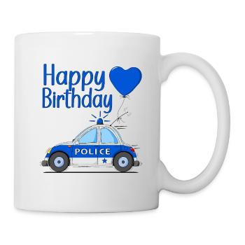 Happy Birthday Police Herz - Tasse - Weiß - Rechts