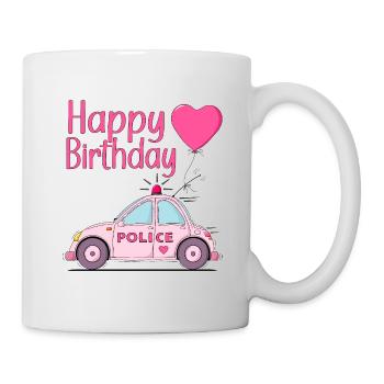 Joyeux anniversaire Police Rose - Mug blanc - blanc - Droite