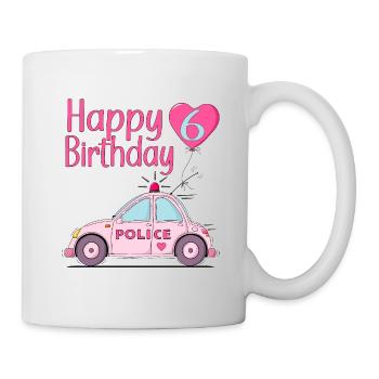 Joyeux anniversaire 6 Police Rose - Mug blanc - blanc - Droite