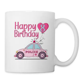 Joyeux anniversaire 8 Police Rose - Mug blanc - blanc - Droite