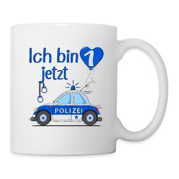 Polizeiauto Ich bin jetzt 1 Geburtstag - Tasse - Weiß - Rechts