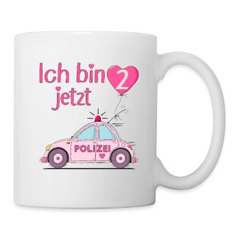 Polizeiauto Ich bin jetzt 2 Geburtstag Rosa - Tasse - Weiß - Rechts