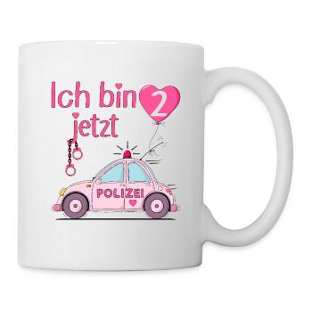 Polizeiauto Ich bin jetzt 2 Geburtstag Rosa - Tasse - Weiß - Rechts