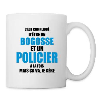 c'est compliqué d'être un bogosse et un policier - Mug blanc - blanc - Droite