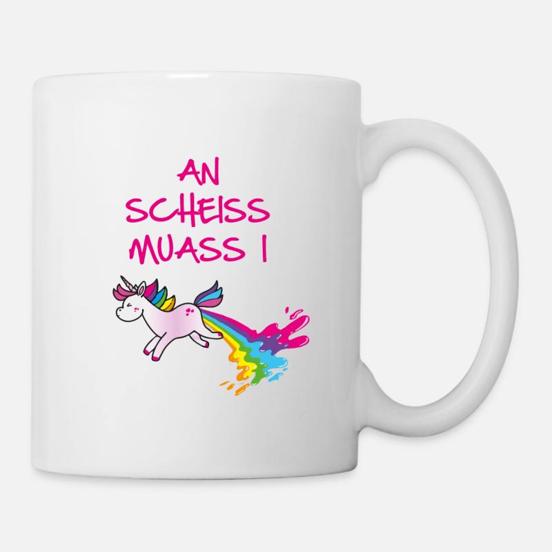 Einhorn,kotzendes einhorn,scheiss, ,regenbogen - Tasse - Weiß