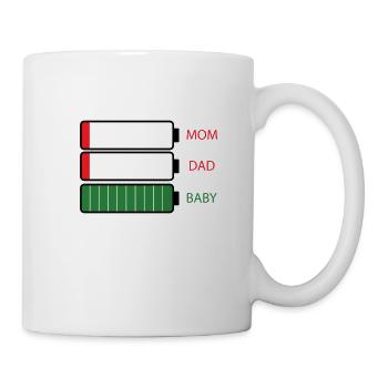 Energie Mama Papa Baby Liebe Akku leer voll - Tasse - Weiß - Rechts