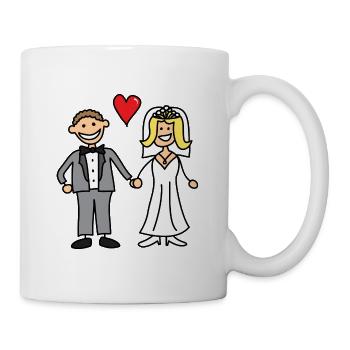 Bride and Groom Cartoon - Mug - white - Right
