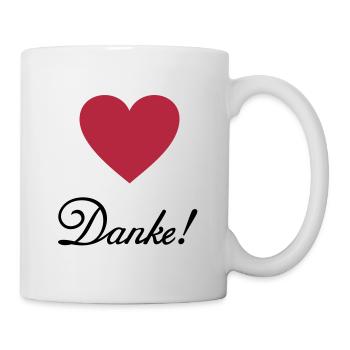 Danke! Dank Bedanken Anerkennung Lob Wertschätzung - Tasse - Weiß - Rechts