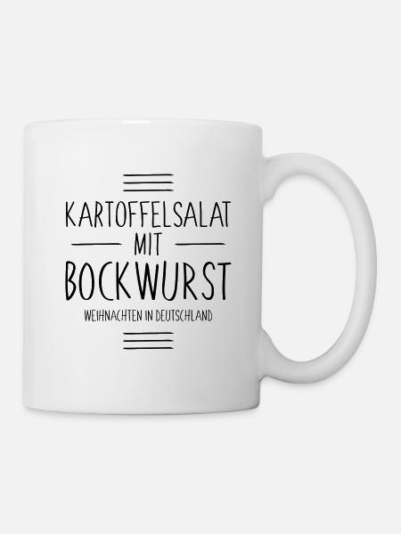 Kartoffelsalat mit Bockwurst Weihnachten deutsch - Tasse - Weiß