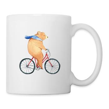 Fahrrad Bär Zweirad Drahtesel Geschenk - Tasse - Weiß - Rechts