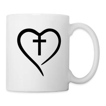 Kreuz im Herz - Tasse - Weiß - Rechts