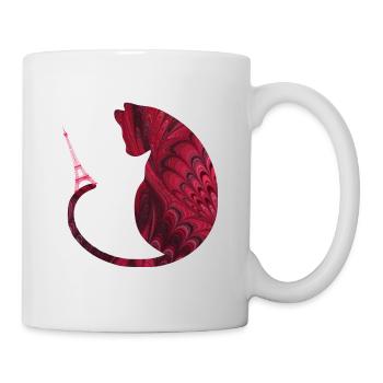 katze mit eiffelturm e 68 - Tasse - Weiß - Rechts