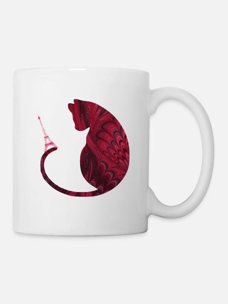 katze mit eiffelturm e 68 - Tasse - Weiß