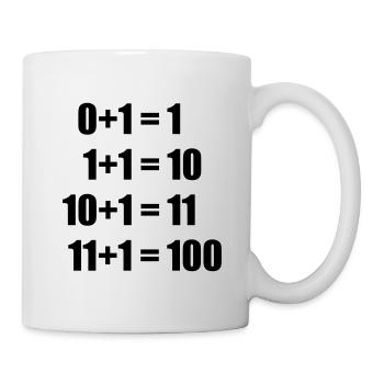 Nerdy Design "0+1+1+1+1": true equations, binary - Mug - white - Right