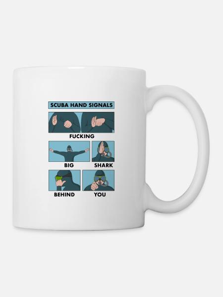 Tauchen Handzeichen Taucher - Tasse - Weiß