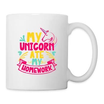 Homework eaten - Funny unicorn saying - Mug - white - Right