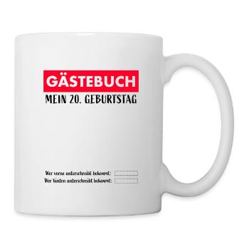 Gästebuch 20 Geburstag Unterschreiben - Tasse - Weiß - Rechts