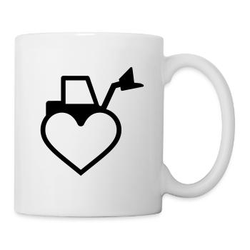 Herz Trecker Traktor Bagger - Tasse - Weiß - Rechts