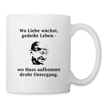 wo liebe wächst gedeiht leben schwarz - Tasse - Weiß - Rechts
