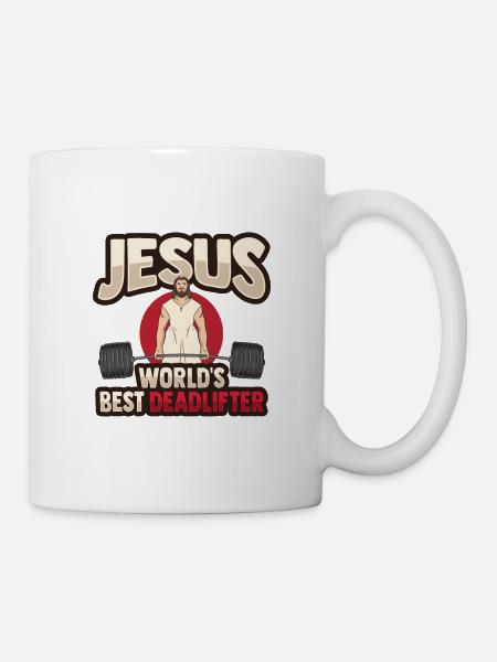 Jesus Gewichtheben - Tasse - Weiß