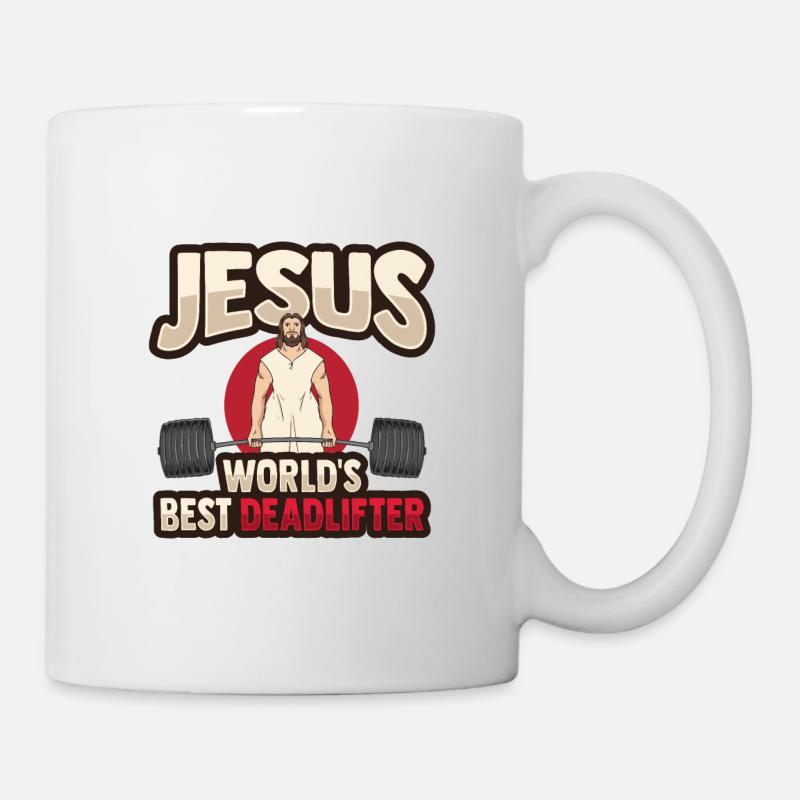 Jesus Gewichtheben - Tasse - Weiß