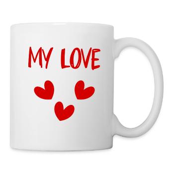 LOVE. SAINT VALENTIN. EVJF. JE T'AIME. I LOVE YOU. - Mug blanc - blanc - Droite