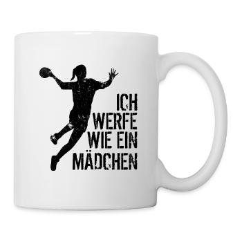 Ich werfe wie ein Mädchen - Handball Girl - Tasse - Weiß - Rechts