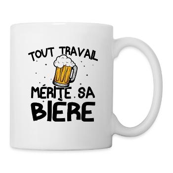 Tout travail mérite sa bière - Mug blanc - blanc - Droite