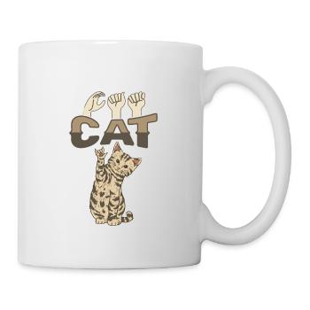 ILY Katze ASL Gebärdensprache - Tasse - Weiß - Rechts