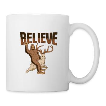 Cryptozoology Kryptoid Design Bigfoot rides - Mug - white - Right