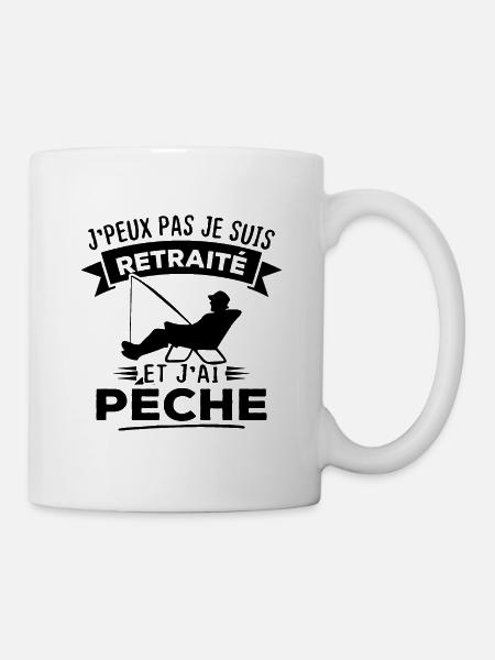 J'peux pas je suis retraité et j'ai pêche - Mug blanc - blanc
