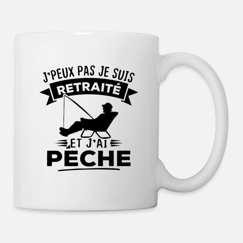 J'peux pas je suis retraité et j'ai pêche - Mug blanc - blanc