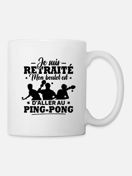 Humour cadeau retraité et jouer ping-pong - Mug blanc - blanc