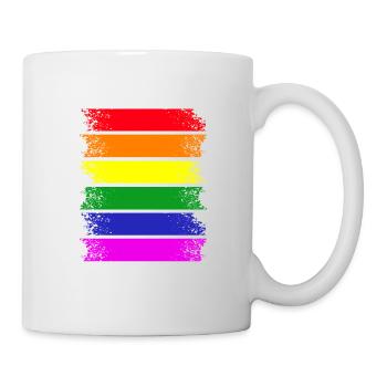 Regenbogenstreifen quer - Tasse - Weiß - Rechts