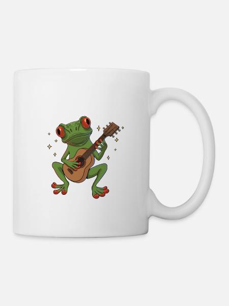 Red-eyed Frog Plays Guitar Design for a - Mug - white