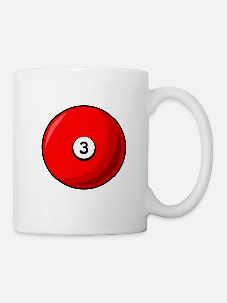 Billardkugel 3 rot Billard drei - Tasse - Weiß