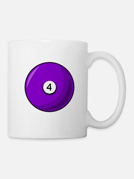 Billardkugel 4 violett Billard vier - Tasse - Weiß